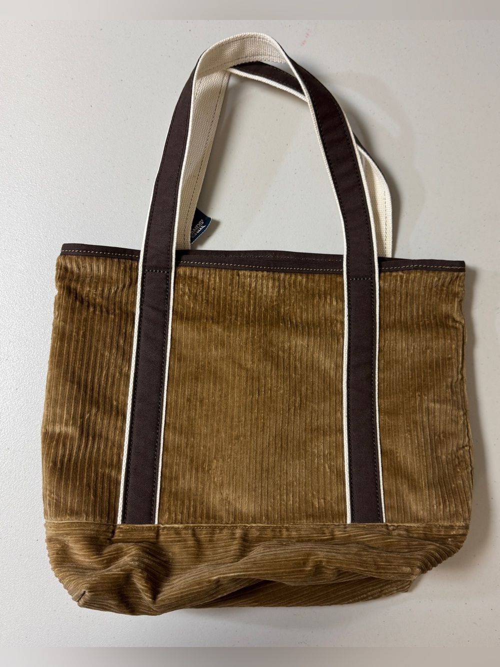NWT LANDS END 5 Pocket Corduroy Tote Bag Tan Brown Dark Toffee Preppy Classic - Picture 4 of 14